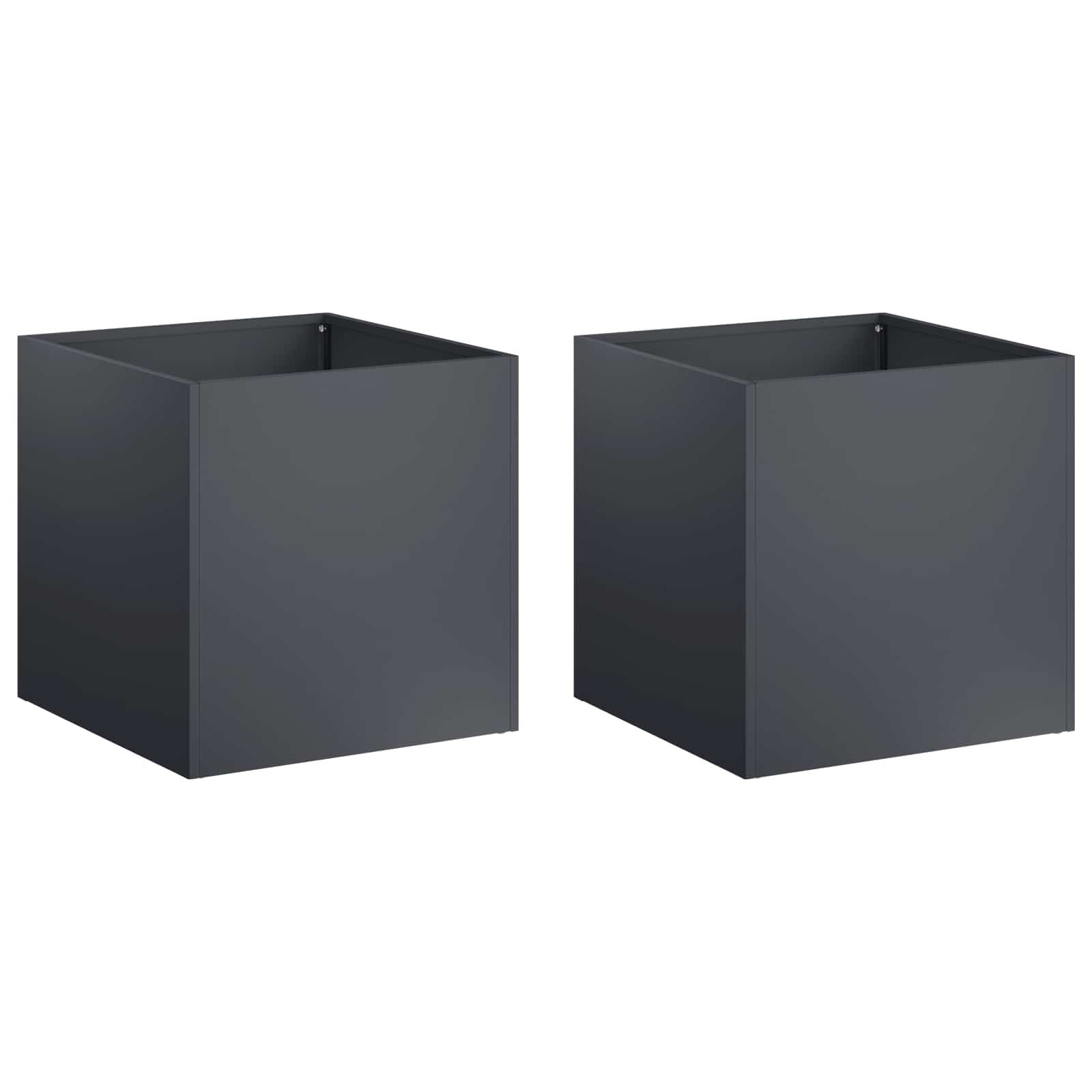 vidaXL Blumentopf Garten-Pflanzgefäß 2 stk. Anthrazit 25 x 25 x 25 cm (2 St)