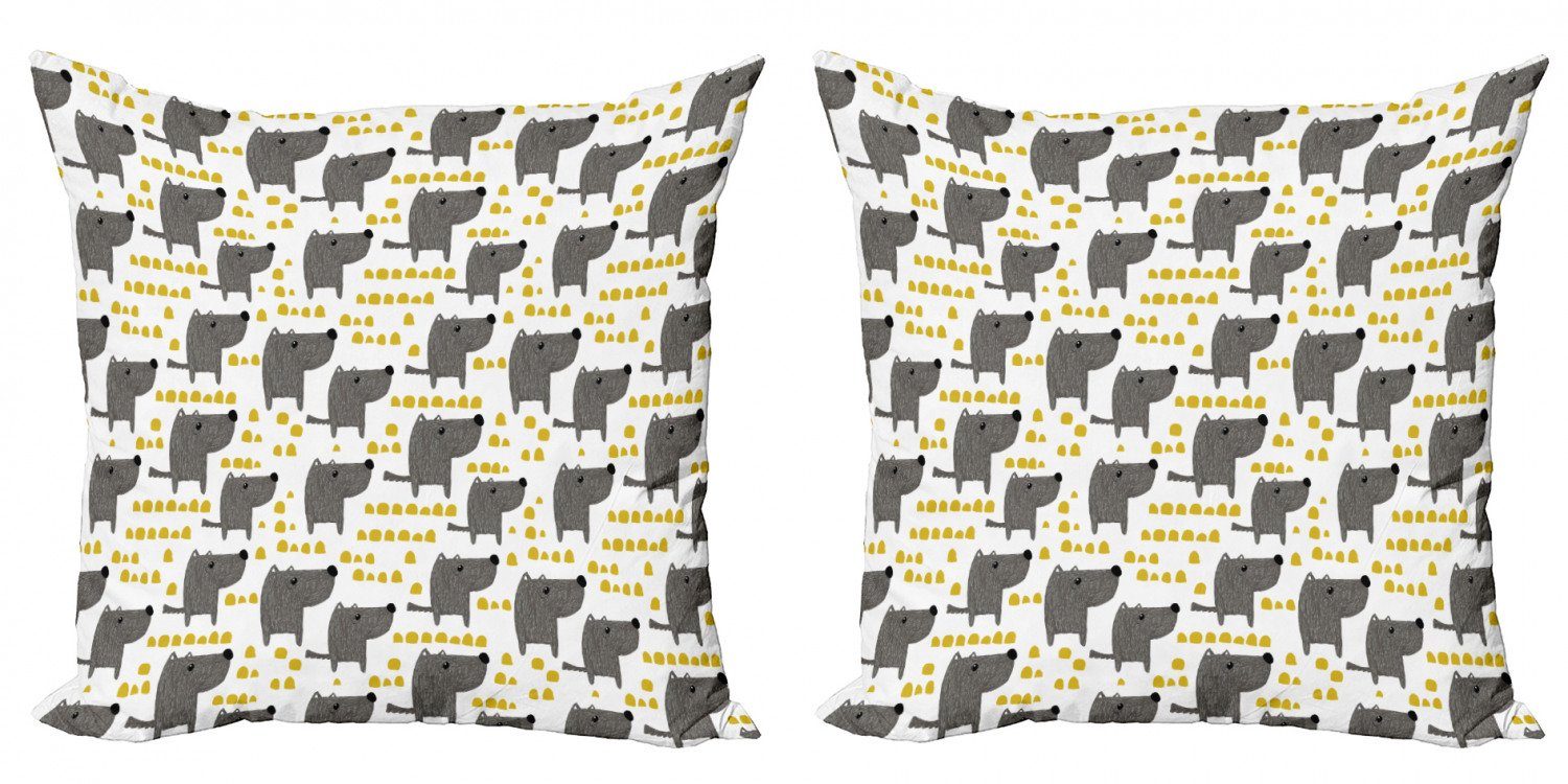 Kissenbezüge Modern Accent Doppelseitiger Digitaldruck, Abakuhaus (2 Stück), Hund Sketch Stil Canine Muster | Kissenbezüge