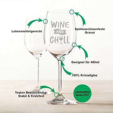 GRAVURZEILE Rotweinglas Leonardo Weinglas mit Gravur - Wine and chill, Glas