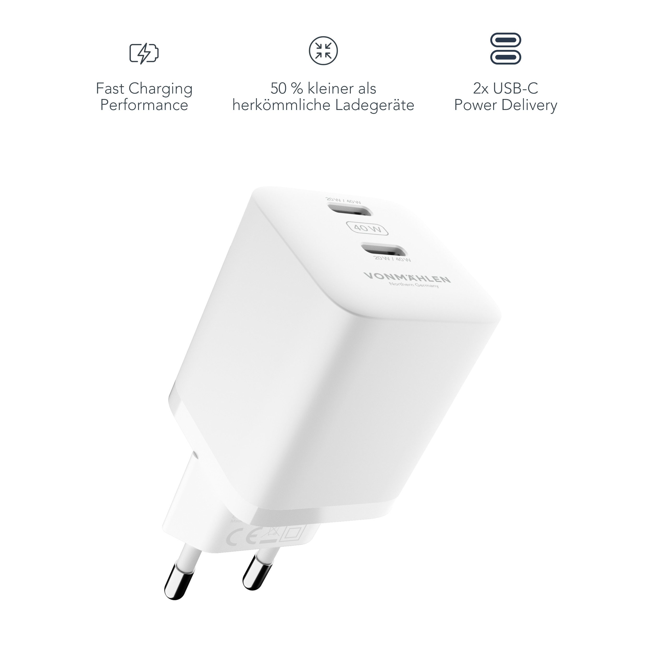 VONMÄHLEN Unity GaN 40W USB-Ladegerät