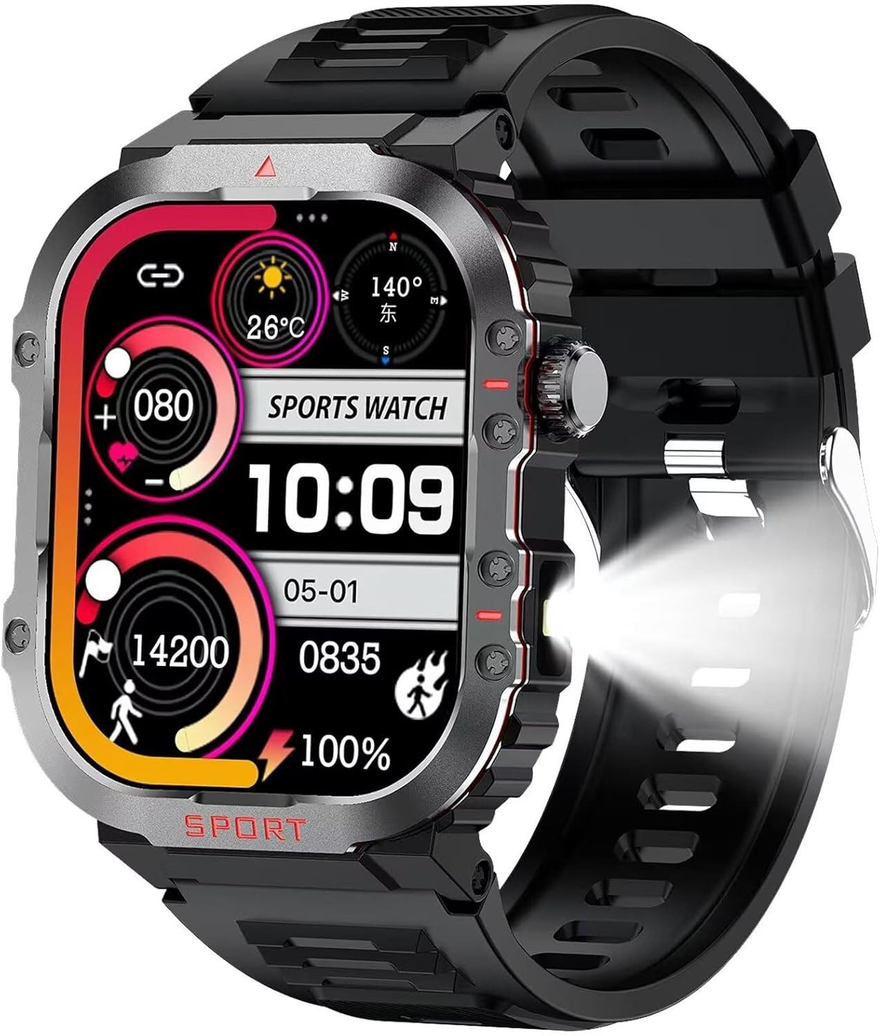 Forrlite Smartwatch,Fitness Tracker Uhr für Damen Herren mit Telefonfunktion Smartwatch (2,01" HD Voll Touchscreen Zoll cm), IP67 Wasserdicht, Uhren Watch für Android IOS, Fitnessuhr Tracker mit Pulsmesser Schrittzähler Schlafmonitor