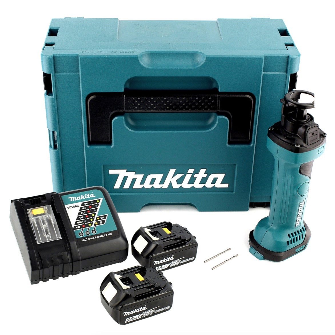 Makita Akku-Universalschere DCO 180 RTJ Akku Rotationsschneider 18V + 2x Akku 5,0Ah + Ladegerät