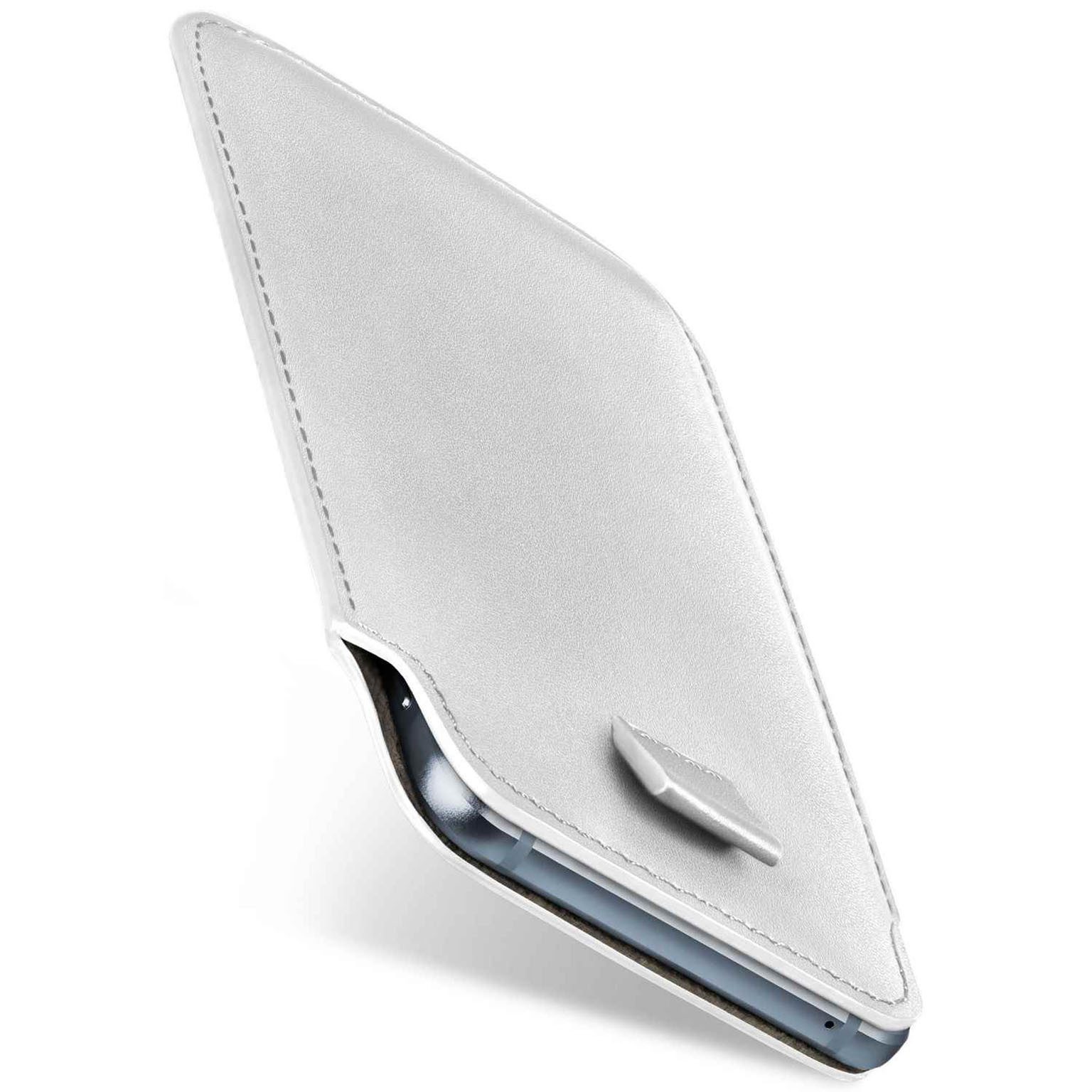 moex Handyhülle für Samsung Galaxy Note 10 Hülle Leder Optik Pull Case Weiß 6,3 Zoll, Holster Handytasche Schutzhülle Sleeve Hülle Etui 360 Grad Schutz Dünn