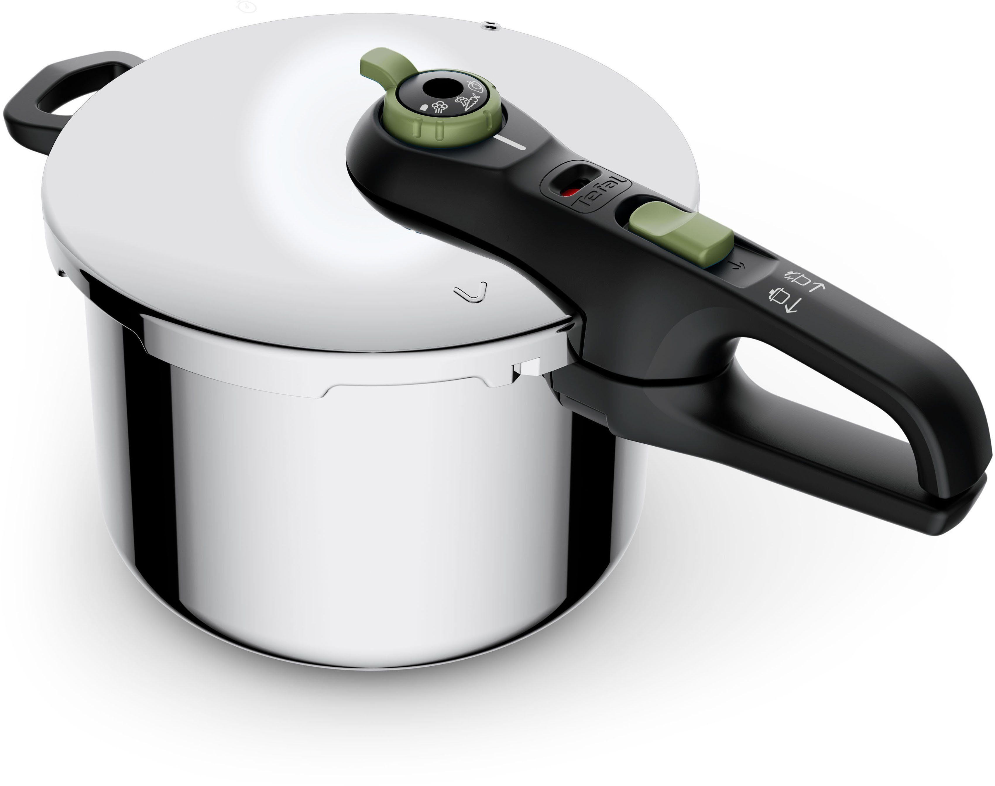 Tefal Schnellkochtopf Edelstahl Garregler,Sicherheitsvorrichtung,Korbeinsatz, Dampfkochtopf, Trendy, Secure (1-tlg), Induktion