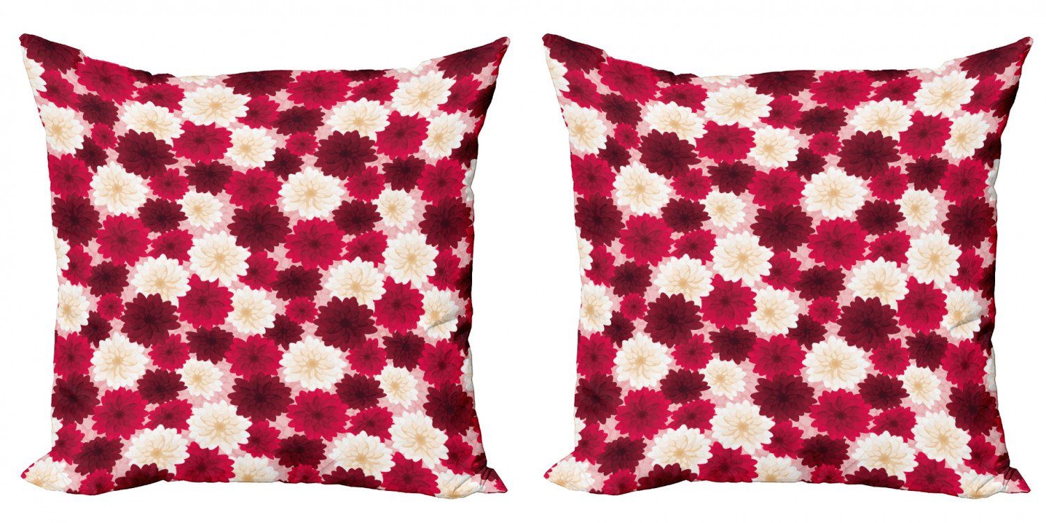 Kissenbezüge Blühende Abakuhaus (2 Digitaldruck, Stück), Dahlie-Blumen Doppelseitiger Kastanienbraun Modern Accent