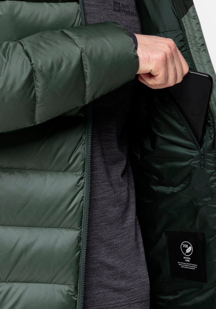 NEBELHORN hedge-green DOWN Wolfskin Daunenjacke HOODY Jack M