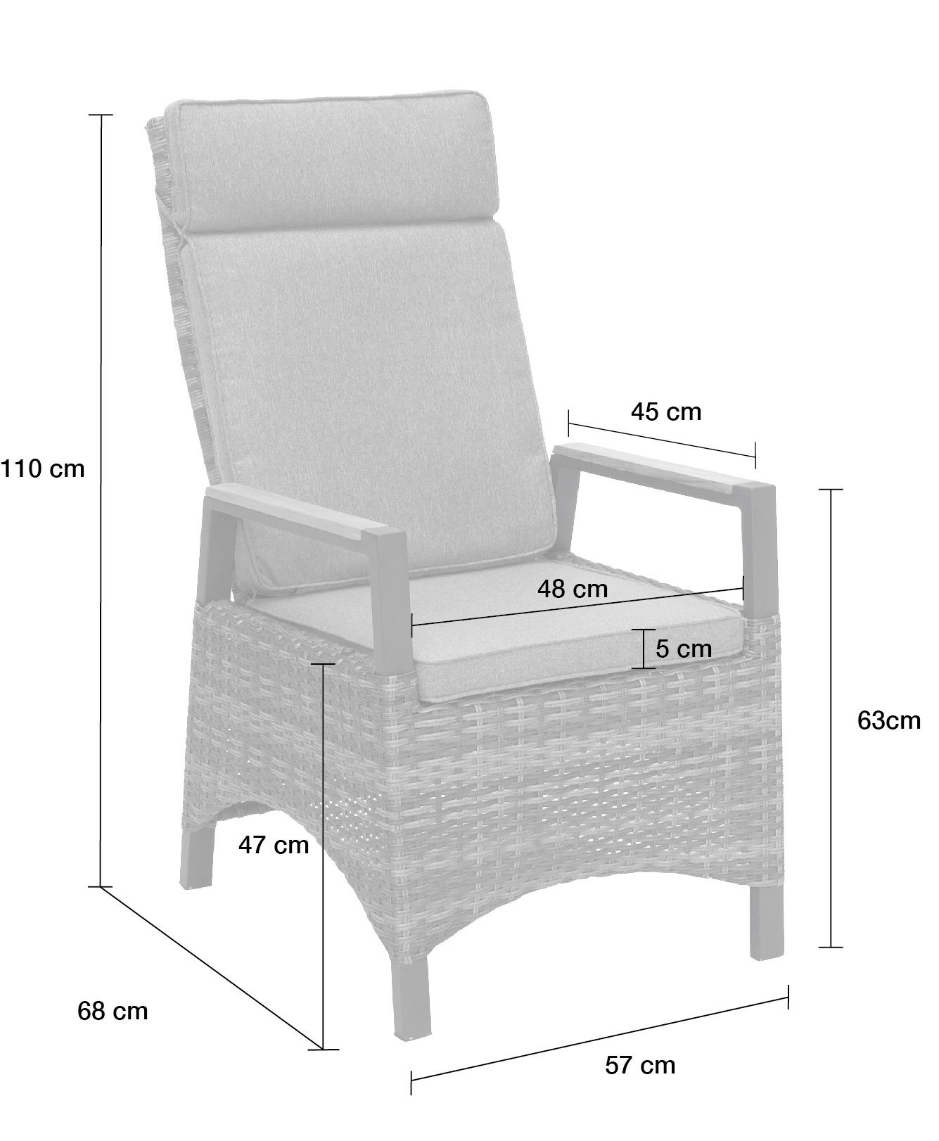 »Keramo« Dining mit LC natur-grau Verstellsessel Gartenstuhl Garden Garden LC Teak-Armlehne Positionsstuhl