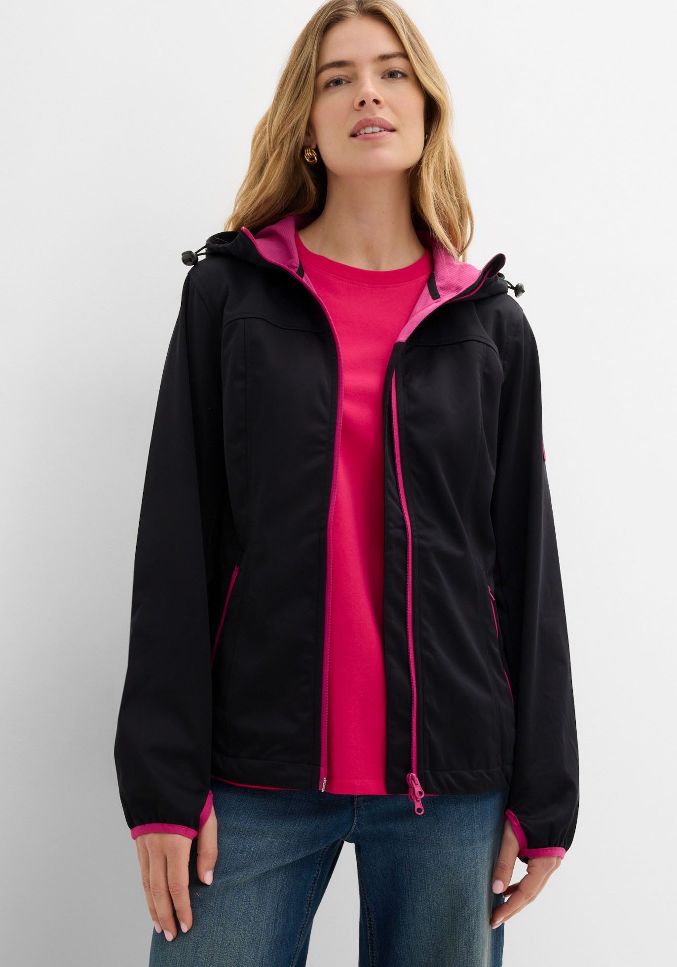 bonprix Softshelljacke leichtes Material, mit 2-Wege-Reißverschluss, mit Daumenlöchern