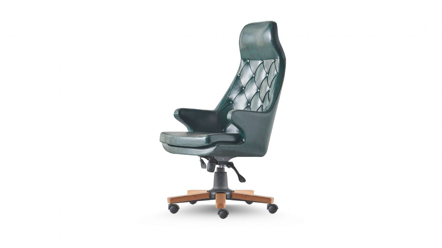 JVmoebel Chefsessel Chefsessel Chesterfield Modern Grün Leder Klassisch Drehstuhl Rollen (1 St), Made in Europe