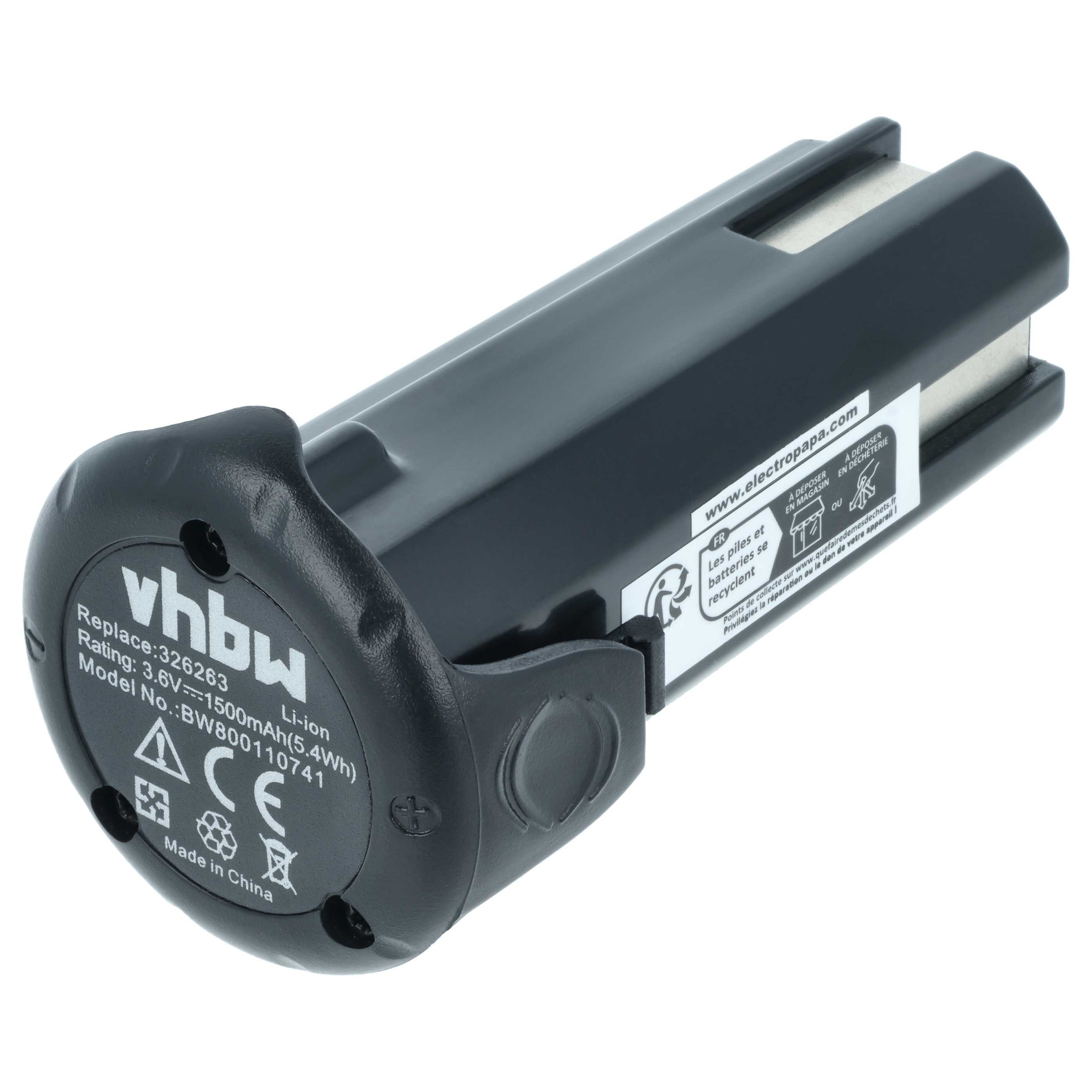 vhbw Akku passend für Hitachi Hikoki NT65GAP9, NT50GSP9, NT65GBP9, NT 50GS, Akku Akku Li-Ion 1500 mAh (3,6 V, 1 St), Leistungsfähiger Austausch-Akku für Werkzeug Powertools wie