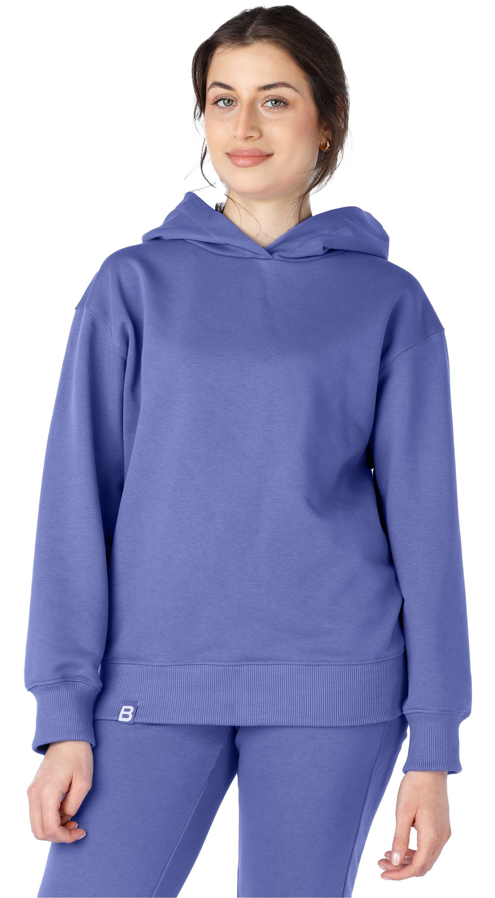 Sportanzug Bellivalini Hoodie Damen Pullover BLV210 lang Kapuzenpullover Kapuzensweatshirt Lila-blau Oberteil