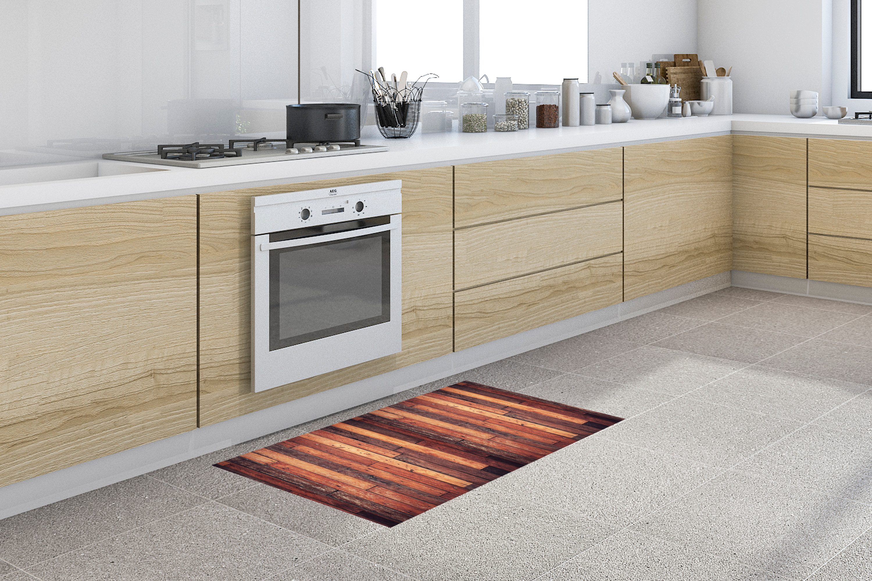 MuchoWow Küchenläufer Regal - Vintage - Muster, Rechteckig, Küchenteppich, günstig online kaufen