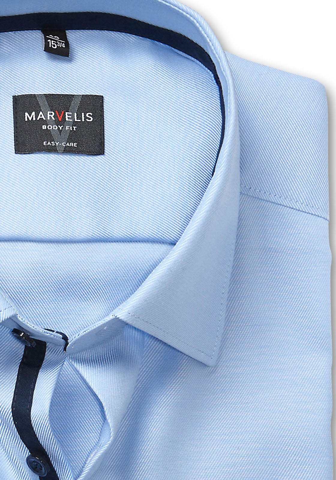 MARVELIS Langarmhemd Businesshemd, New-York-Kentkragen, unifarben, schmale Passform