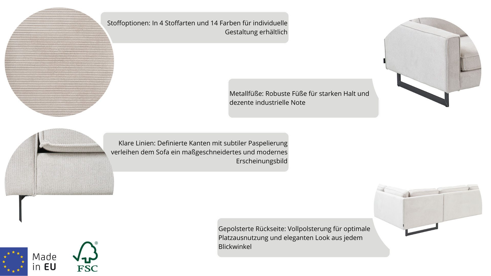 Home affaire Ecksofa Pinto, XXL, 250/290 cm, langer Schenkel, Ottomane, Cor günstig online kaufen