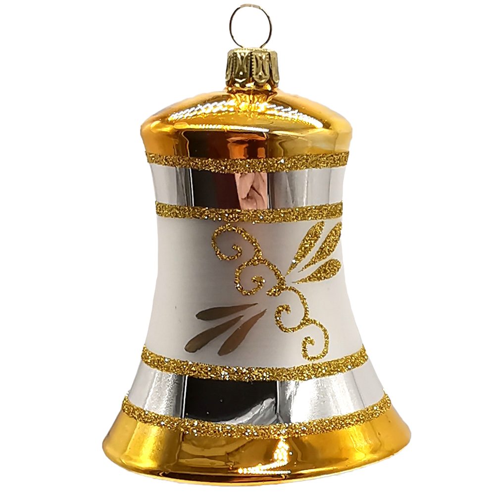 Schatzhauser Christbaumschmuck Glocke Nostalgie Ø 7cm gold (1-tlg), mundgeblasen, handbemalt