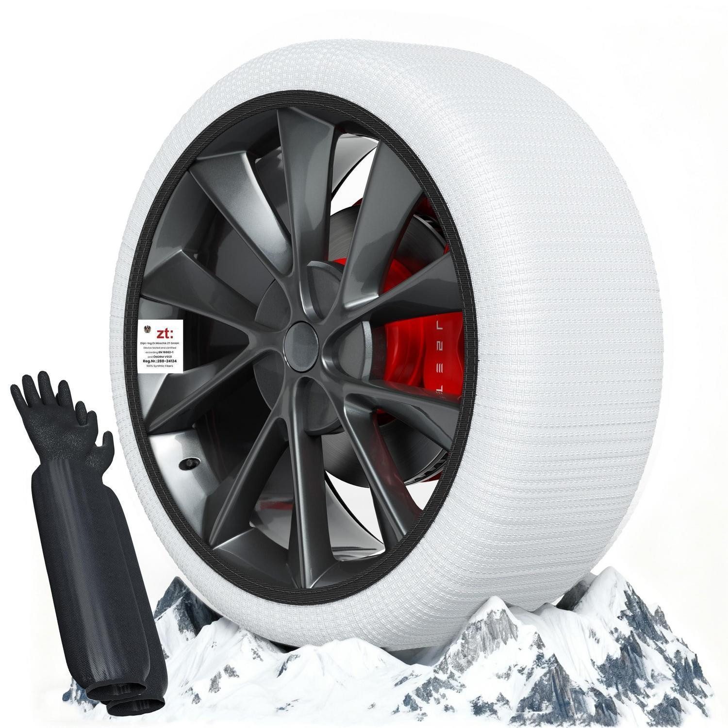LuxusKollektion Schneeketten Schneeketten Textil EU166621 Schnee Eis Handschuhe Kit2 M Weiß