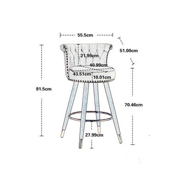 HAUSS SPLOE Barhocker Barstühle Drehhocker Schwenkbarhocker Tresenhocker (mit Rückenlehne und Fußstütze), mit einer festen Höhe von 360 Grad