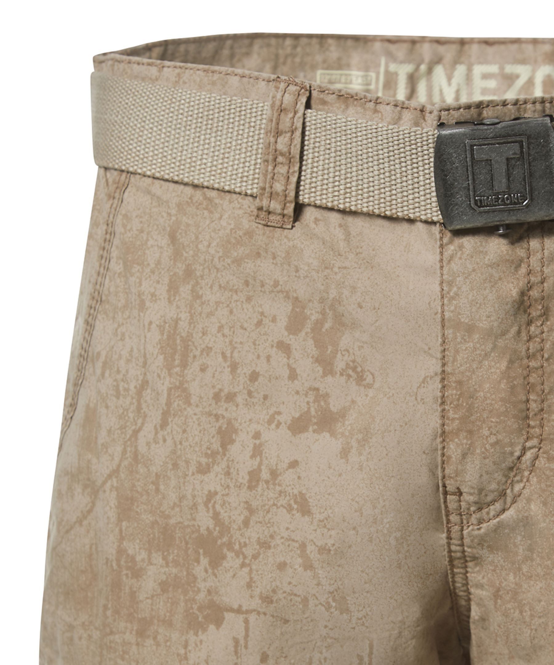 TIMEZONE Cargoshorts Moderne Casual Shorts mit Gürtel für Herren (1-tlg) Baumwolle Normal Fit Kariert atmungsaktiv Reißverschluss