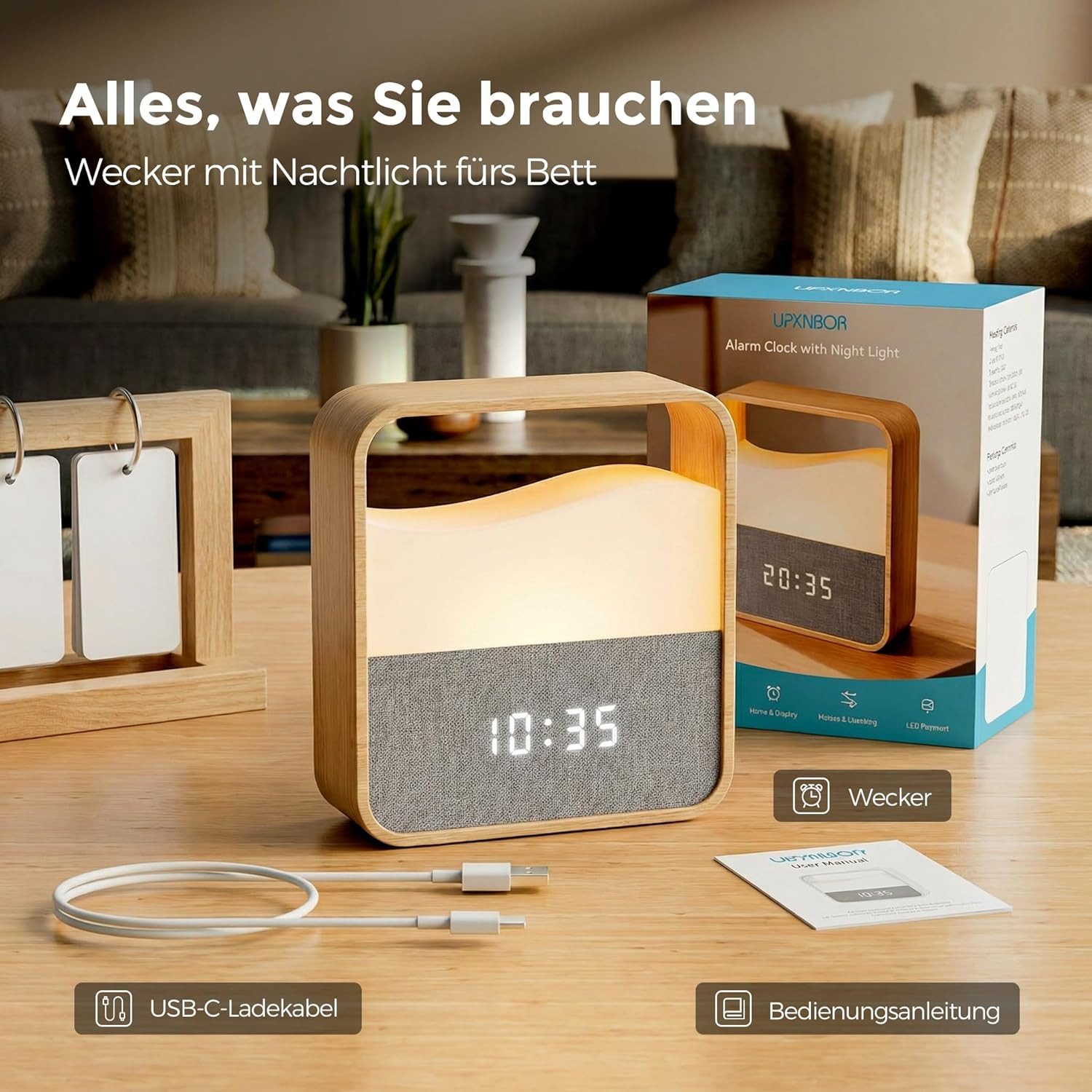 ibettertec Wecker Digitaler Wecker mit dimmbarem Nachtlicht,LED-Display USB-C Doppelalarm,3 Lautstärken,Snooze,Tischuhr für Tiefschläfer