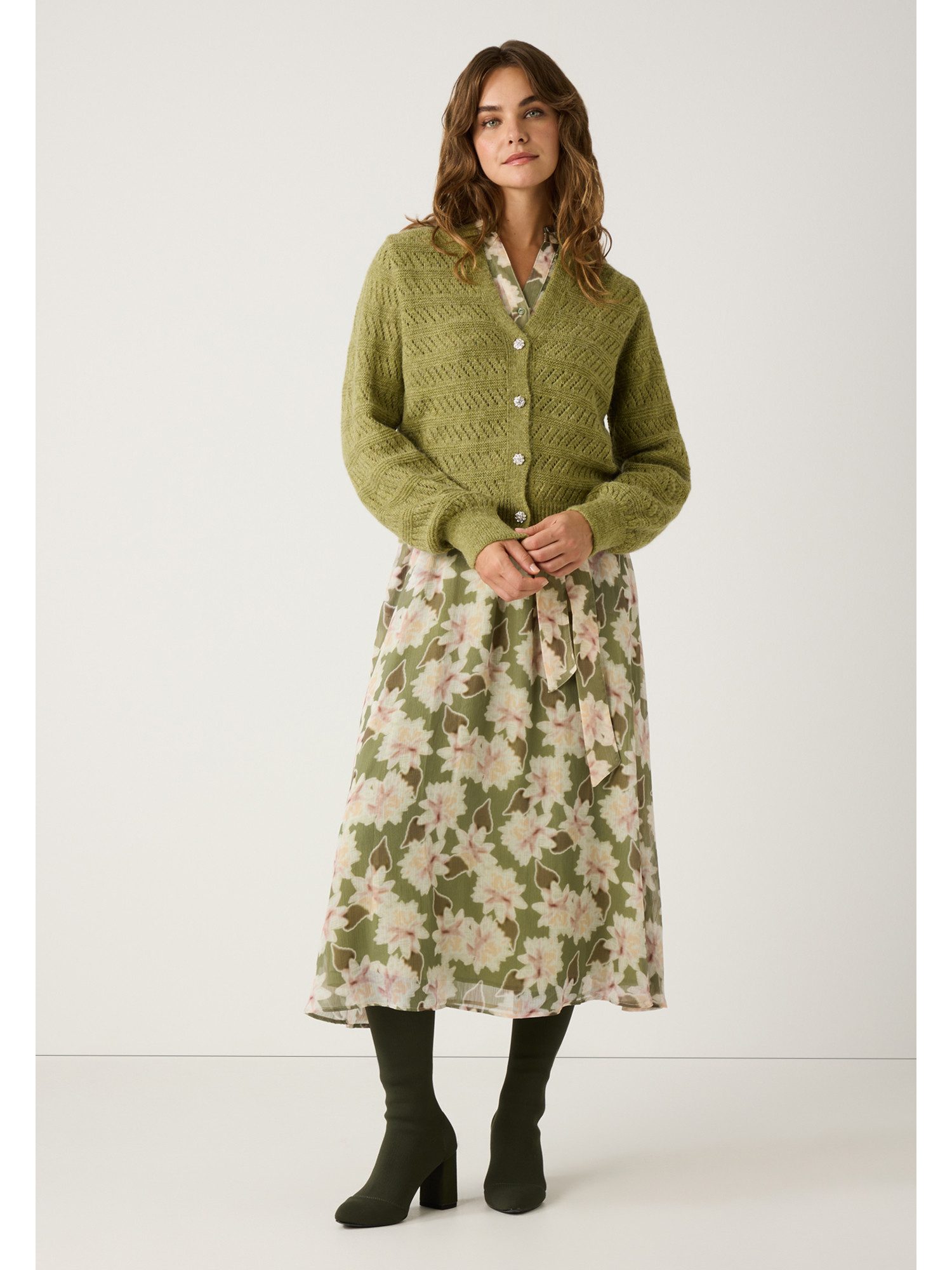 MORE&MORE Cardigan Strickjacke Lochstrick günstig online kaufen