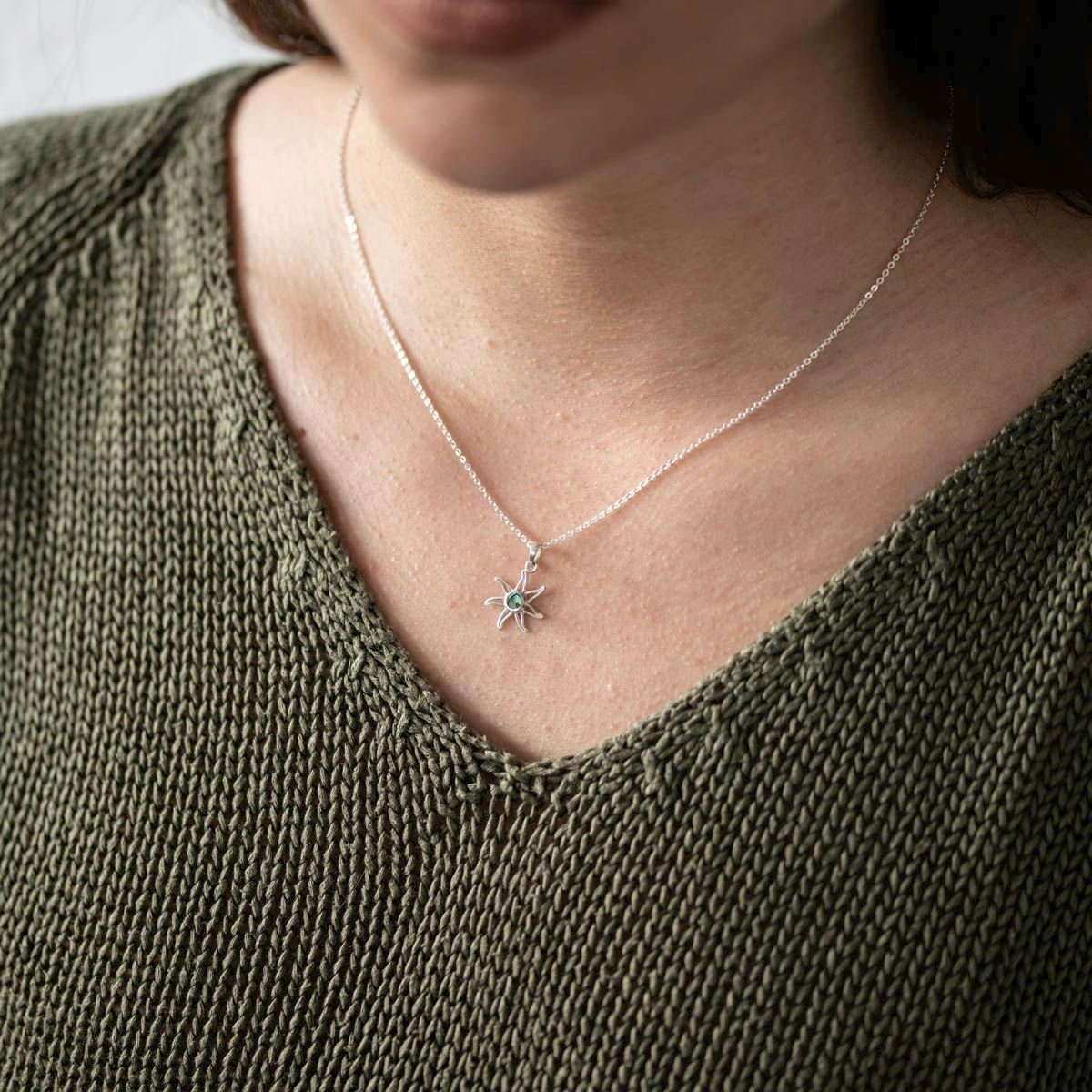 Materia Kettenanhänger Silber Sonne Perlmutt Grün günstig online kaufen