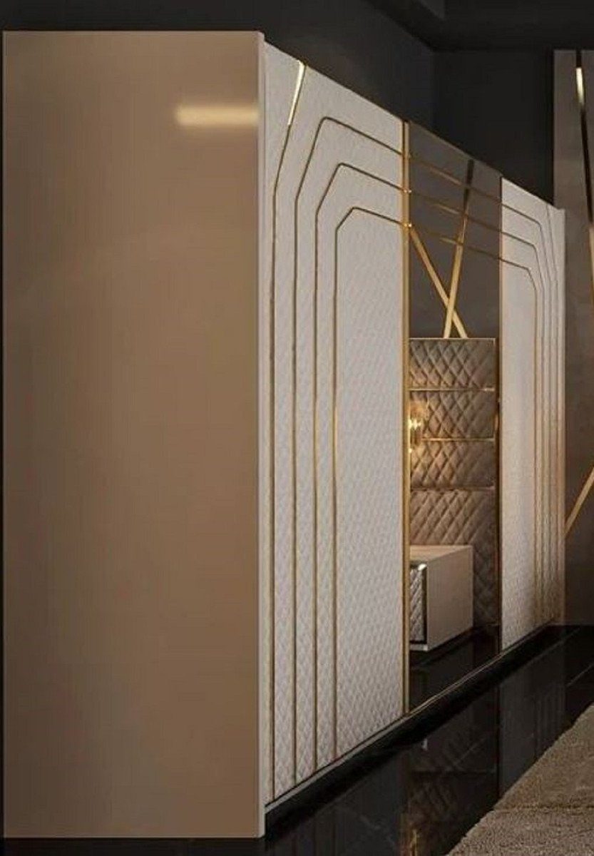 / x Luxus Padrino Casa & Hotel Deco Art - mit Schiebetüren - Kollektion Kleiderschrank Verspiegelter Grau Luxus Schlafzimmerschrank Möbel H. 270 Art Deco Kleiderschrank Schlafzimmer - 230 3 Gold cm