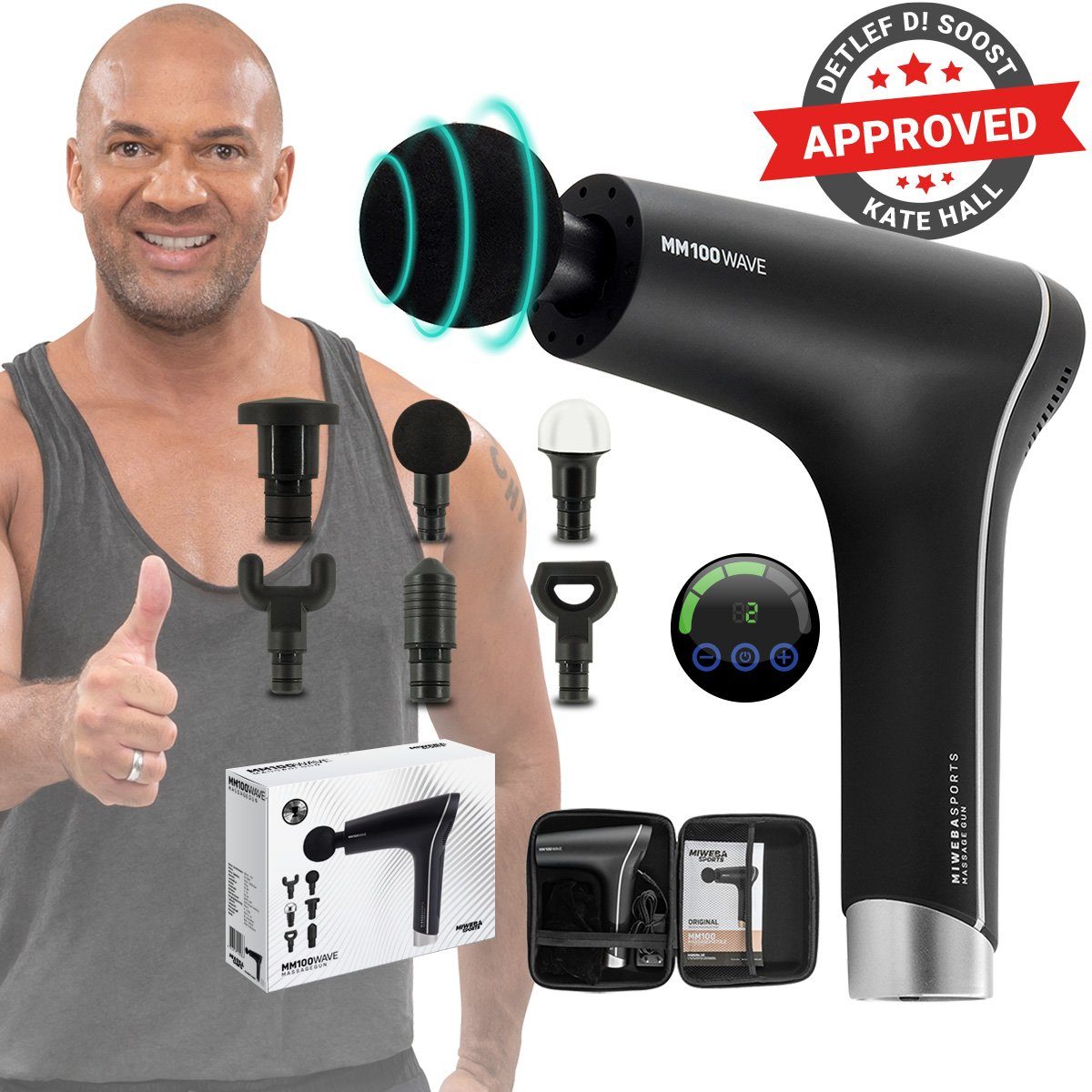 Massagepistole Profi Massage Pistole MM100 inkl. 6 Massageköpfen - 2500 mAh