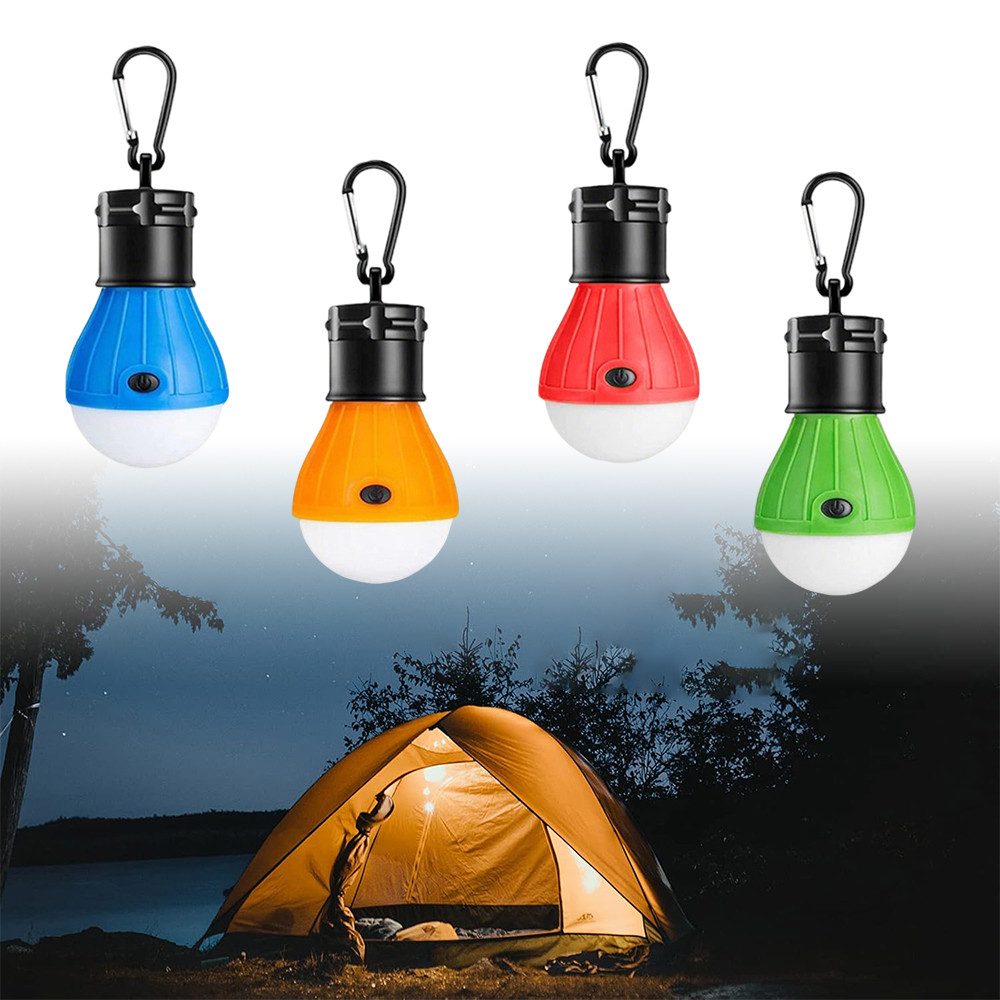 TUWENA LED Laterne 4er Set LED Campinglampe LED Camping Laterne Zeltlampe Glühbirne Set, Notlicht mit Karabiner Wasserdicht Tragbare Camping Lantern LED