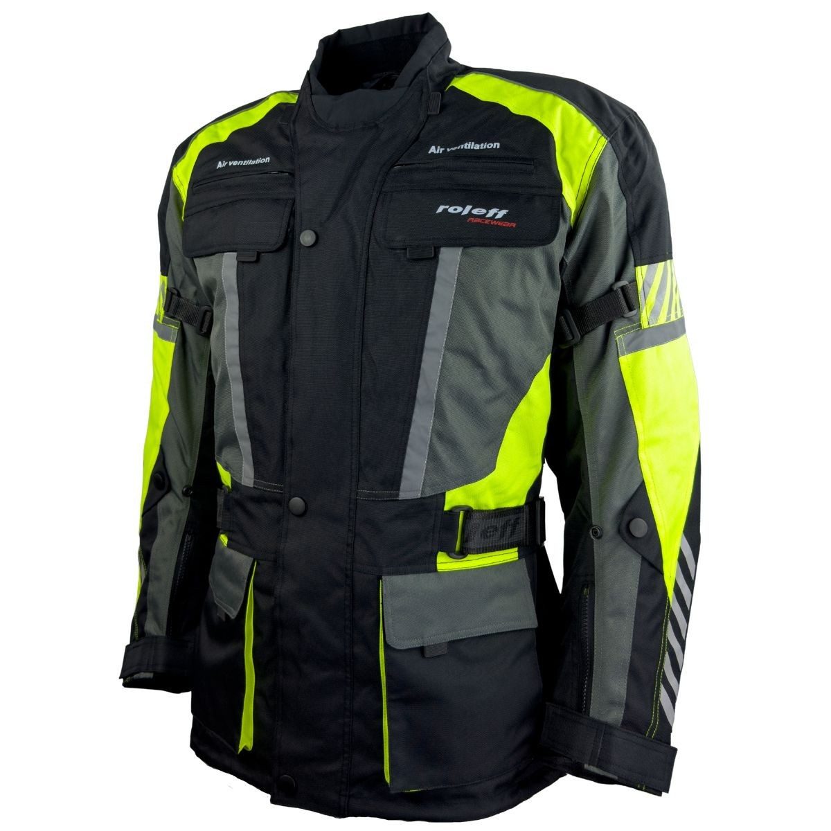 roleff Motorradjacke RO16013- Schwarz/Neongelb, wasserdicht, atmungsaktiv günstig online kaufen