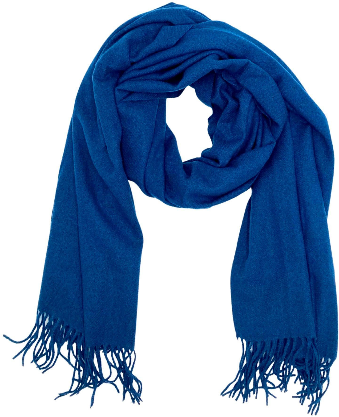 Schal mit Fransen Weicher gedrehten leslii dunkelblau Modeschal, unifarbener