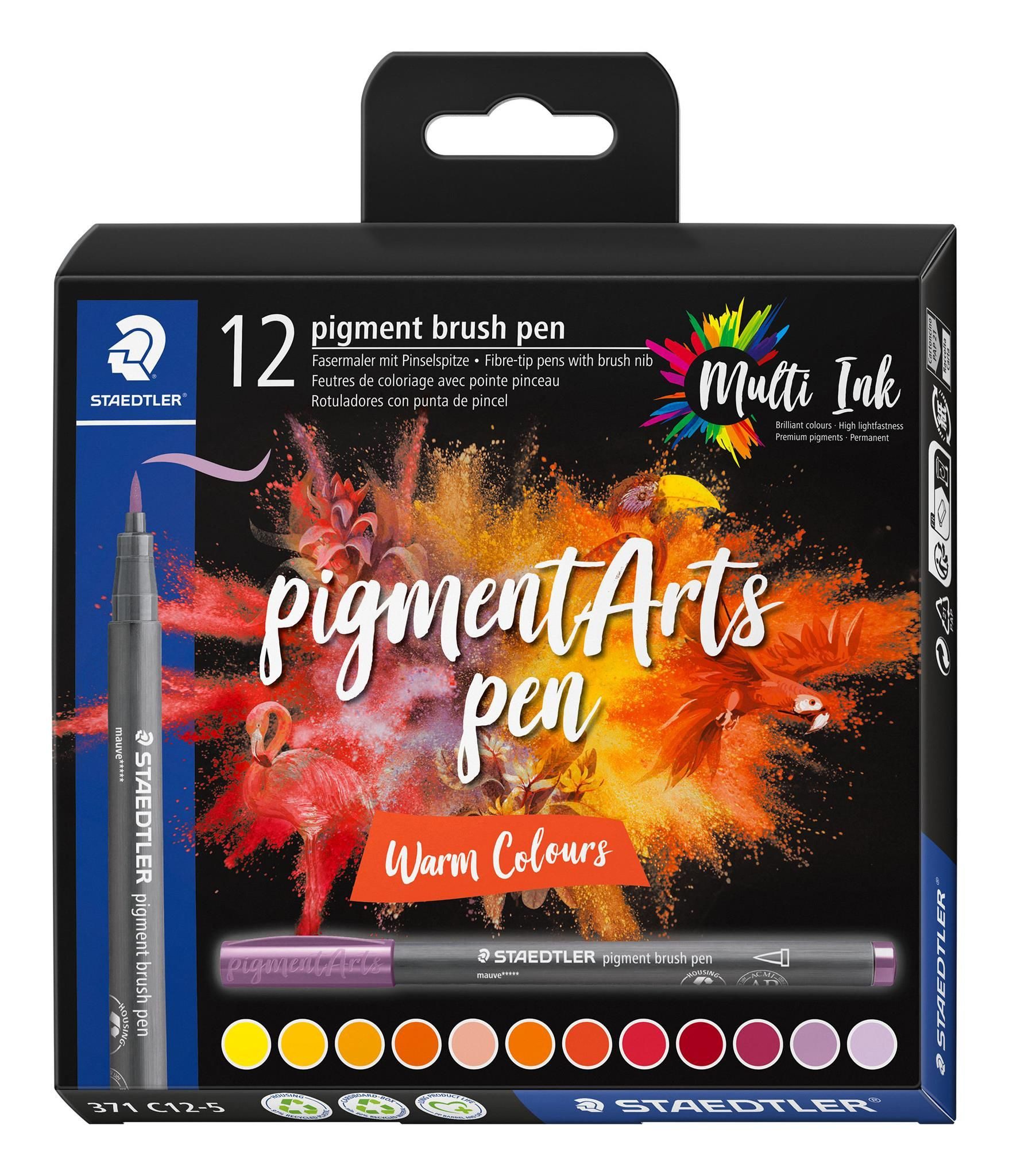 STAEDTLER Malstift Staedtler pigment brush pen Warm Col 12ST