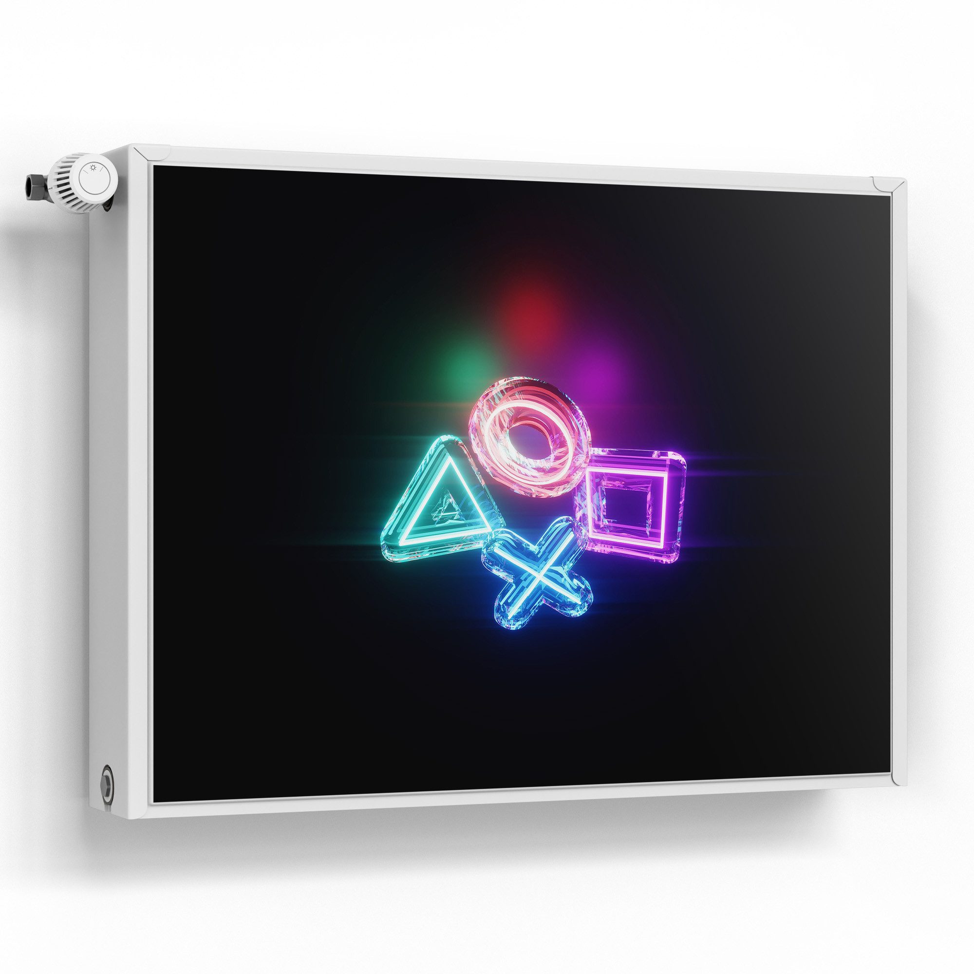 DEQORI Magnetfolie 'Neon Gaming Symbole', beschreibbar Heizung Magnetmatte magnetisch Magnetfolie