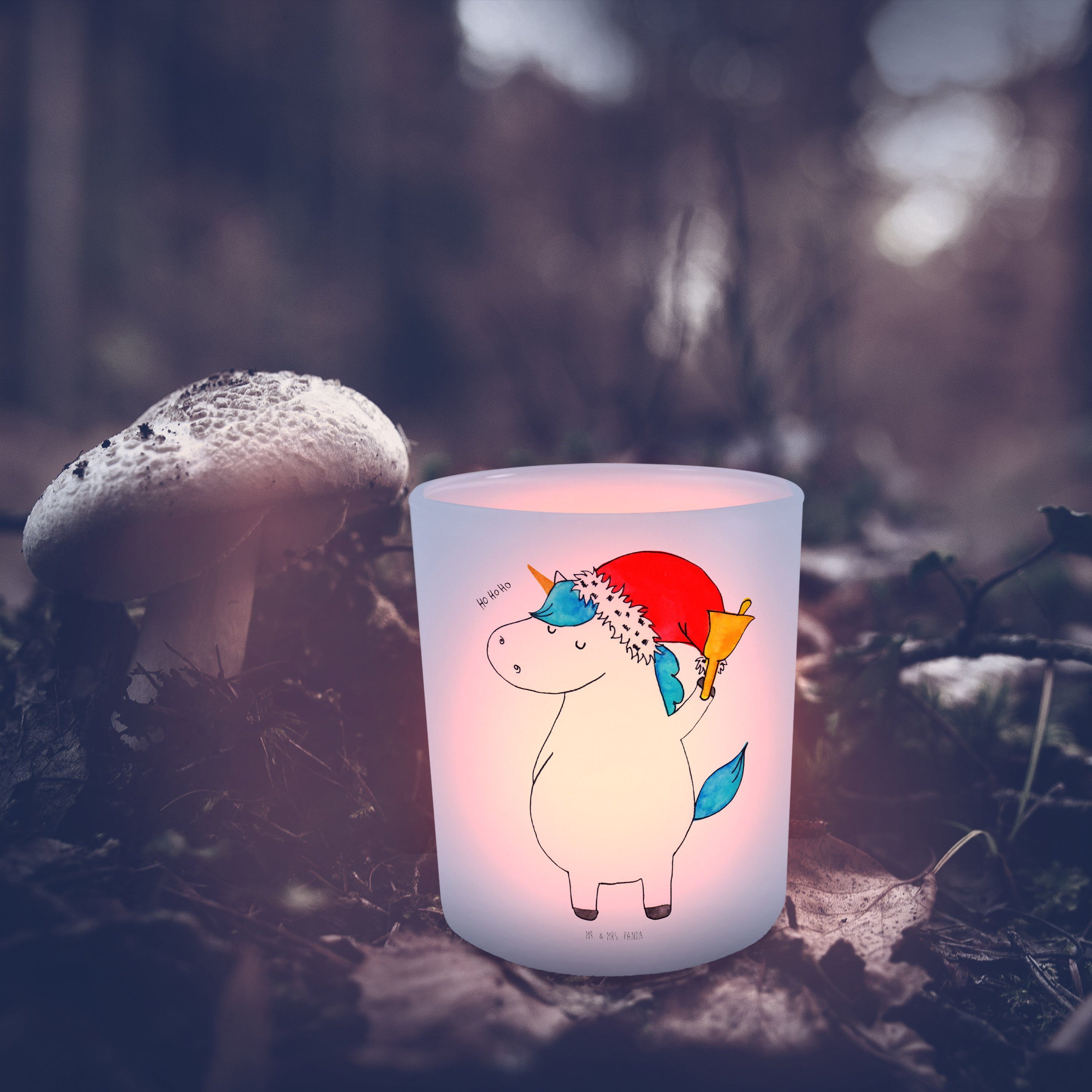 (1 & Geschenk, Mrs. Teelichtglas, Mr. Windli Windlicht - Weihnachtsmann St) - Panda Transparent Einhorn