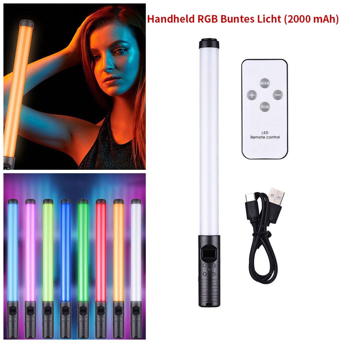 yozhiqu LED Lichtleiste RGB Lichtstab Handheld Fotografie Lampe für Selfie Videoaufnahmen, Tragbarer Fülllichtstab mit zwei Farbtemperaturen und Füllfarbe