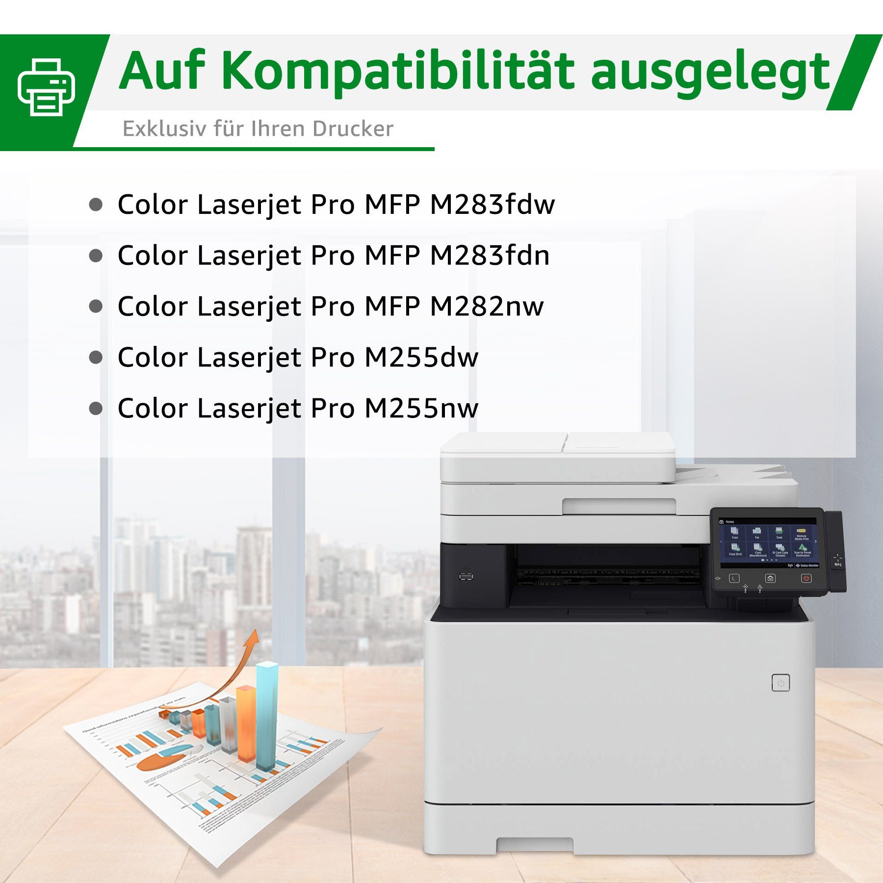 Color für Laserjet Tonerpatrone X HP (4-St) 207A M283fdn, Pro Greensky MFP 207