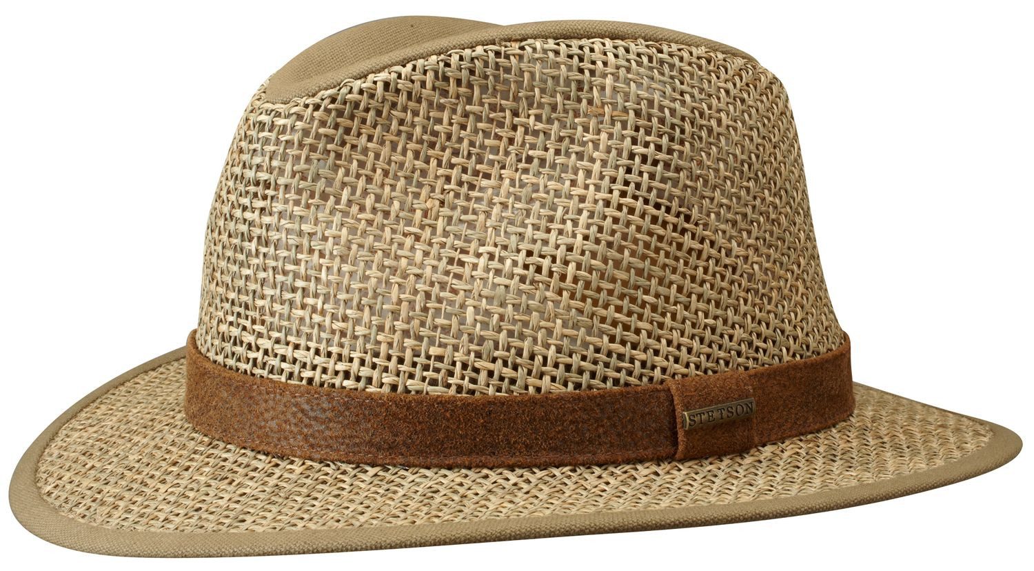 Stetson Strohhut Traveller Seagrass aus Stroh mit Baumwoll Besatz