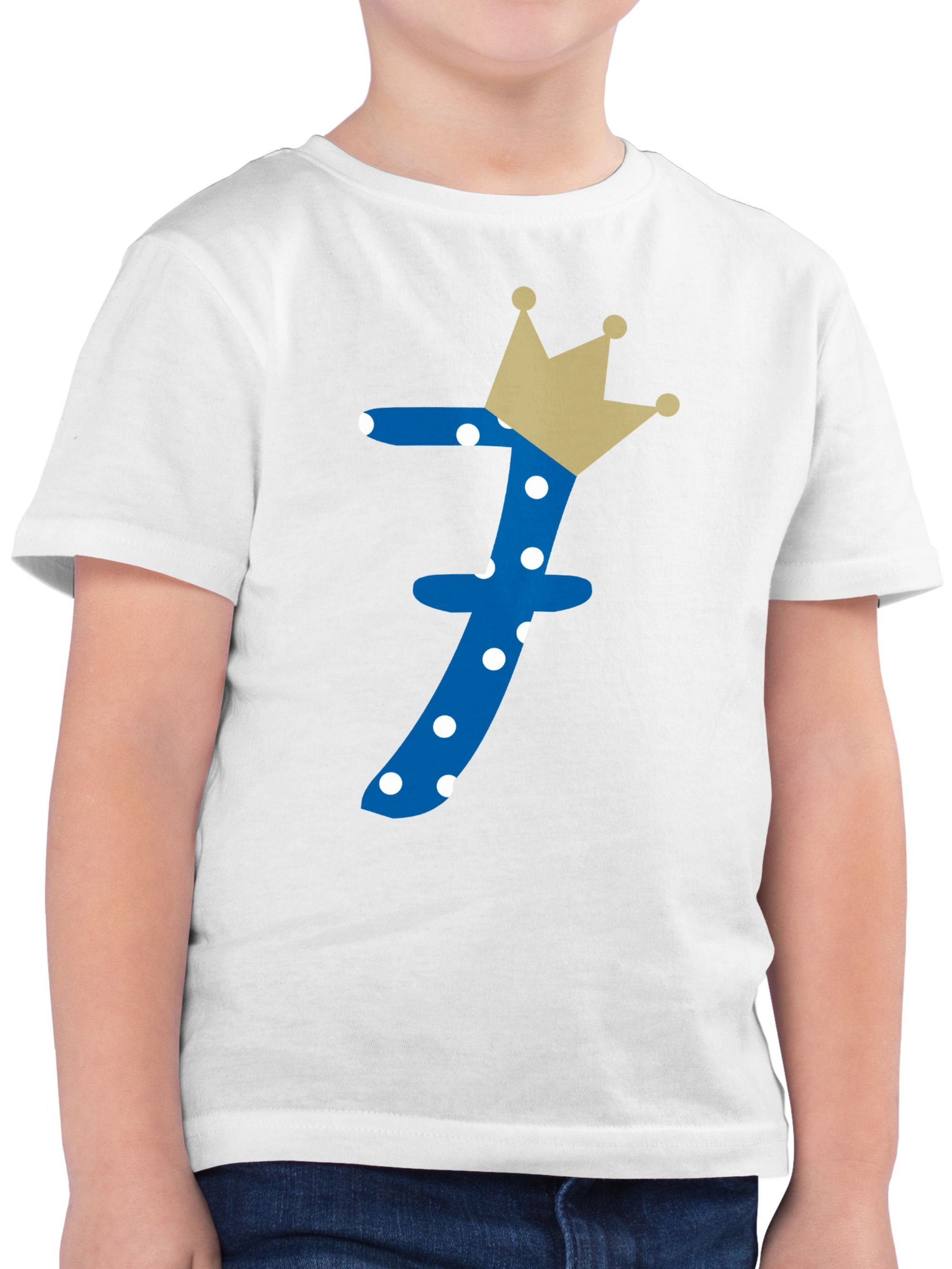 Shirtracer T-Shirt Sieben Krone Junge Siebter 7. Geburtstag 2 Weiß