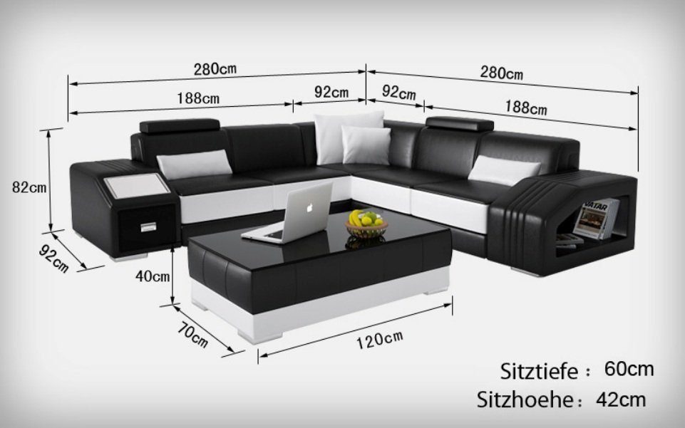 Wohnlandschaft Couch Eck Modern Sofa Ecksofa Ecksofa, Ledersofa Design JVmoebel
