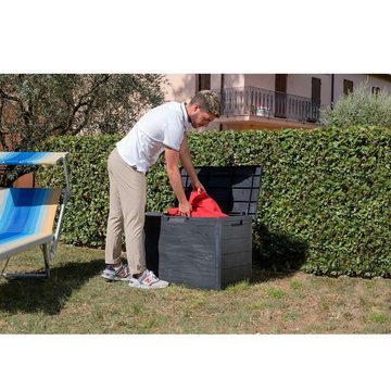 ONDIS24 Kissenbox Gartenbox Terrassenbox Woody's 160L Holzoptik, abschließbar, UV-Schutz