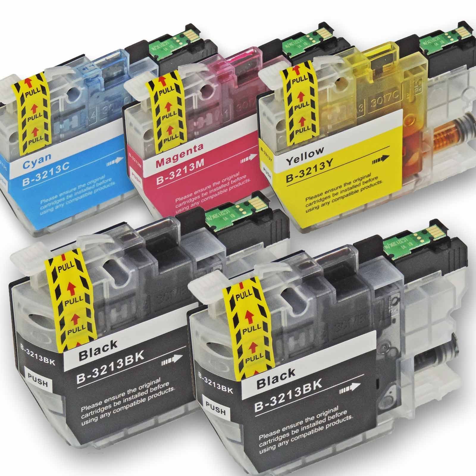 Kompatibel Brother LC-3213 XL Multipack 5-Farben (2x Schwarz, 1x Cyan, Tintenpatrone (DW)