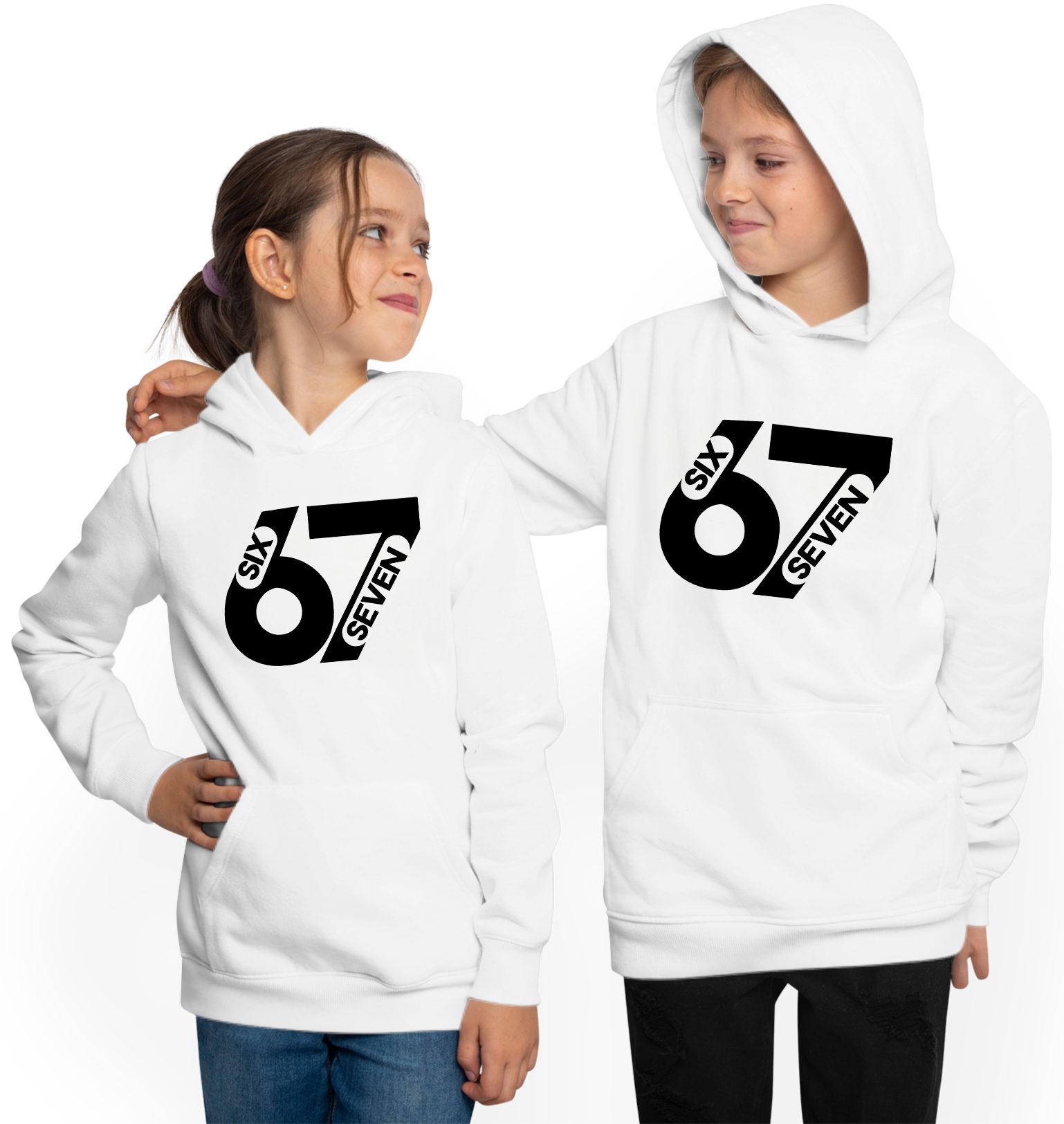 MyDesign24 Hoodie Kinder 67 Kapuzensweater Kapuzenpullover mit six seven Aufdruck i774