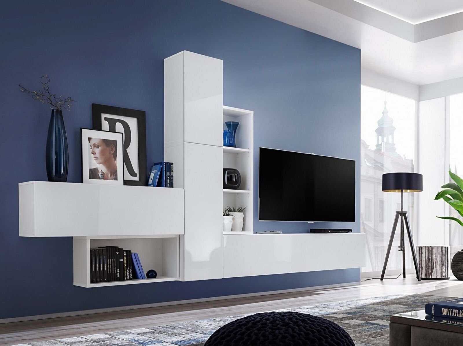 JVmoebel Wohnwand Wohnzimmer Wandregale Wohnwand Regal Design tv Modern Luxus Neu, Made in Europa