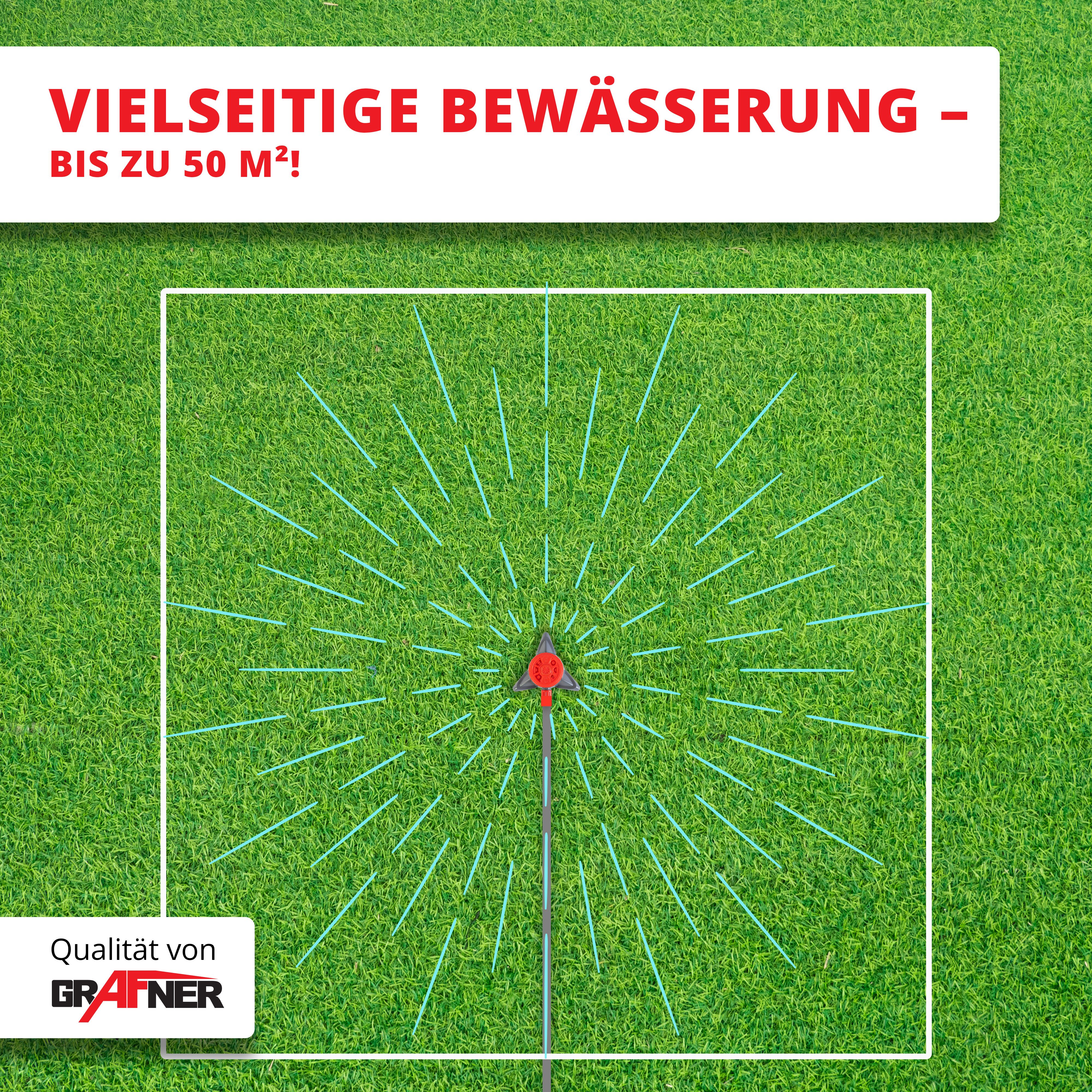 Grafner Bewässerungssystem Kreis- Rasensprenger 4er Set 8 Sprüh-Funktionen, (48-tlg), 8 Sprühwinkeleinstellungen