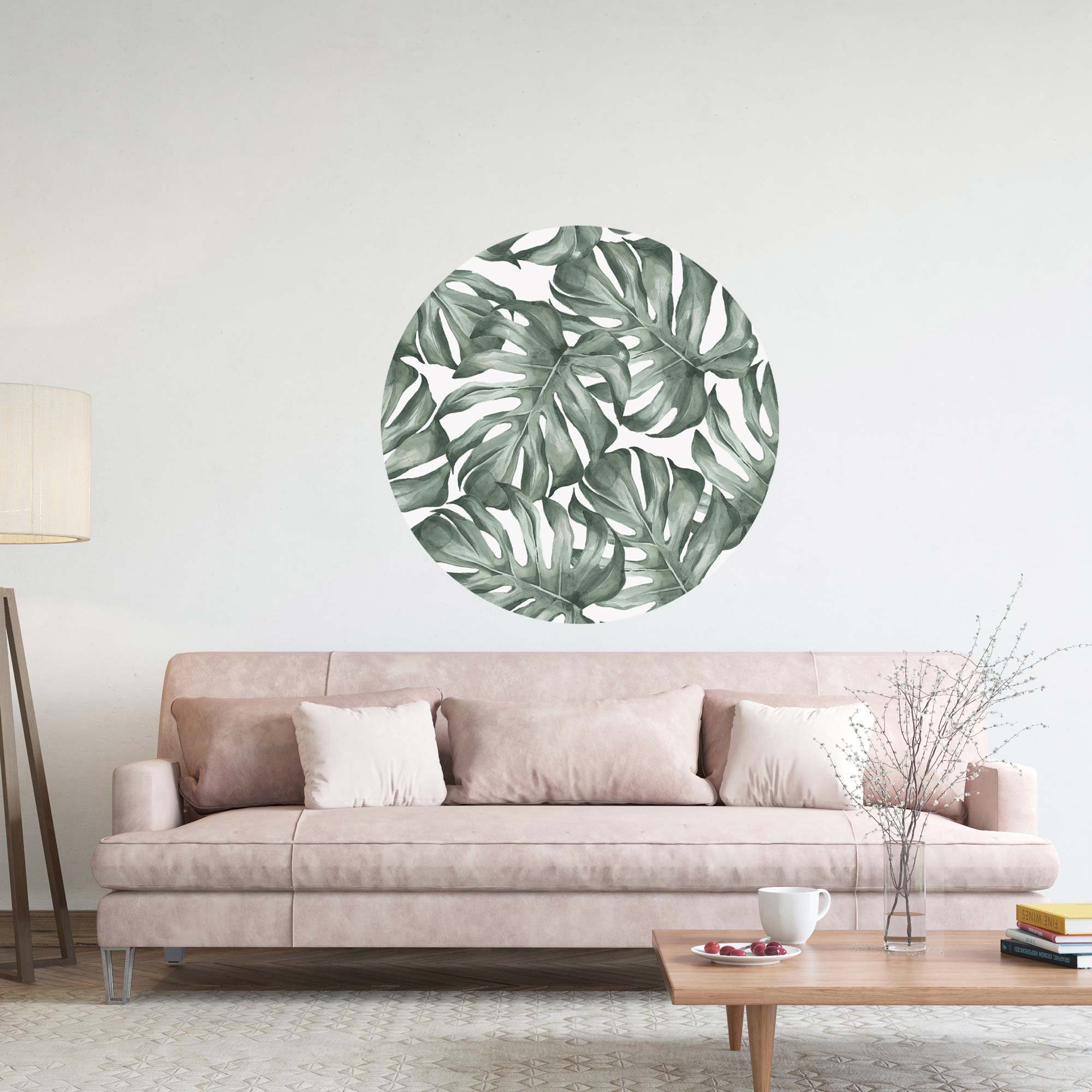 WallSpirit Wandsticker Wandaufkleber rund "Monstera", Selbstklebend, rückstandslos abziehbar