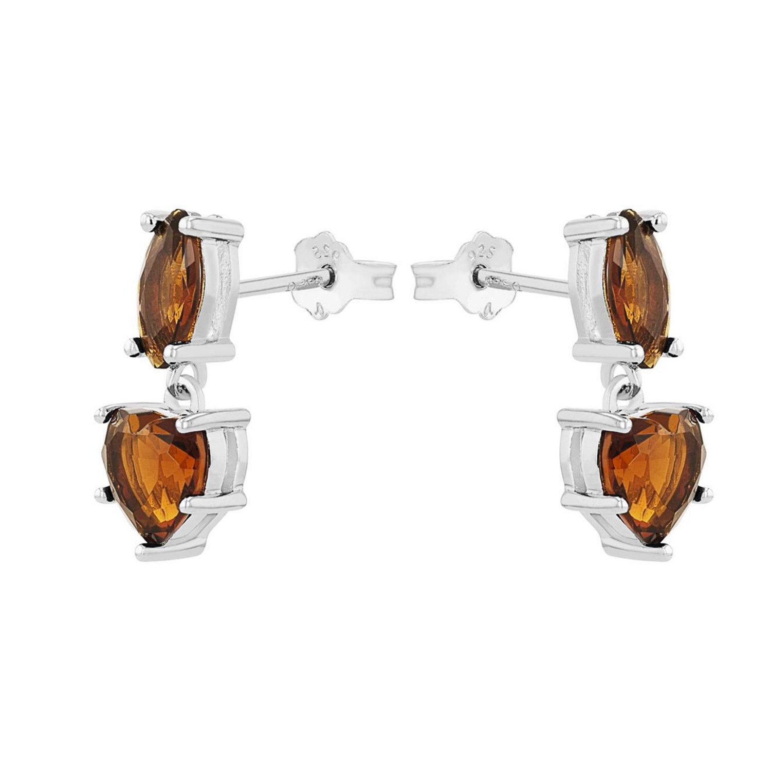 Amor Paar Ohrstecker Schmuck Geschenk, Herz, mit Glasstein