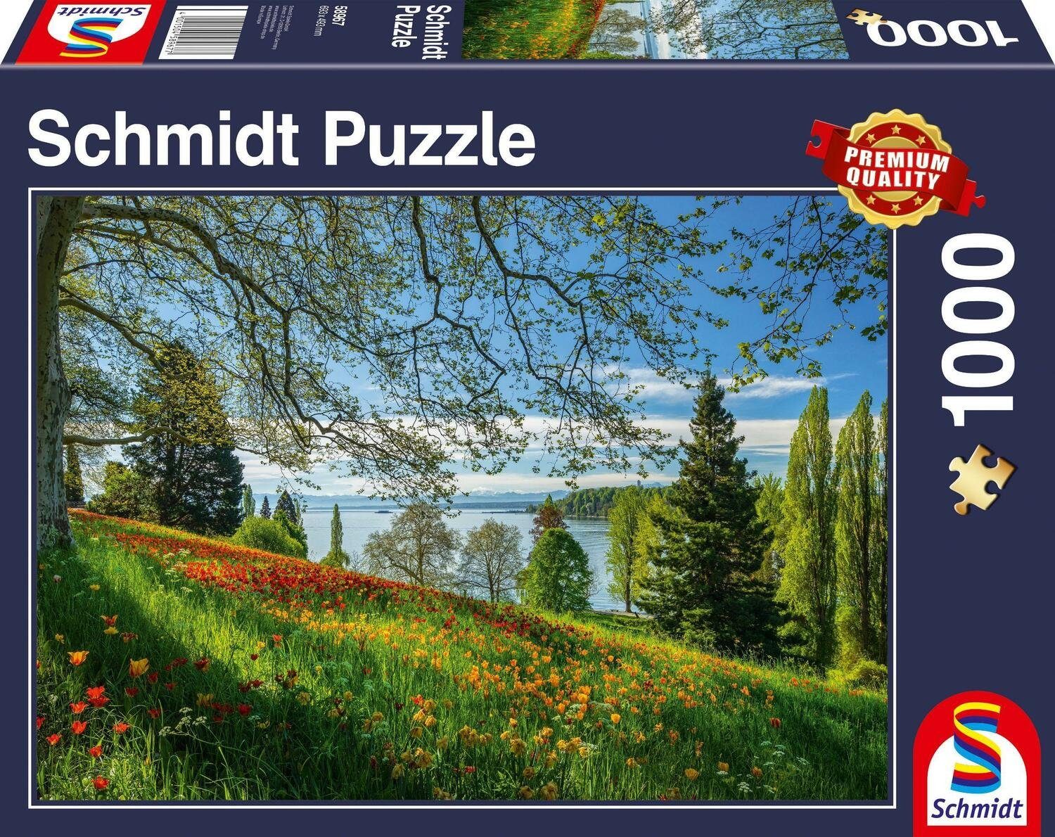 Schmidt Spiele Puzzle Frühlingsallee zur Tulpenblüte, Insel Mainau Puzzle 1.000 Teile - NEU, 1000 Puzzleteile