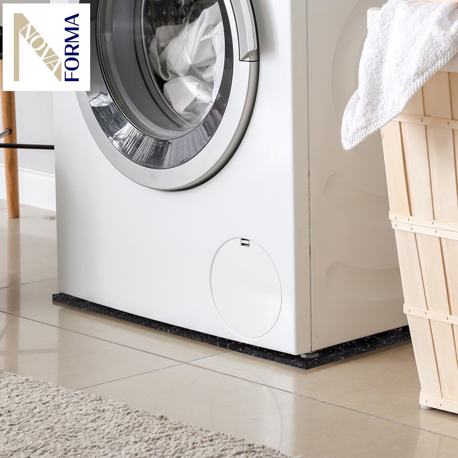 Nova Forma Bodenschutzplatte STEADY, - Antivibrationsmatte als Unterlage  für Waschmaschine, Trockner – Dämmmatte 60x60 cm aus Gummigranulat