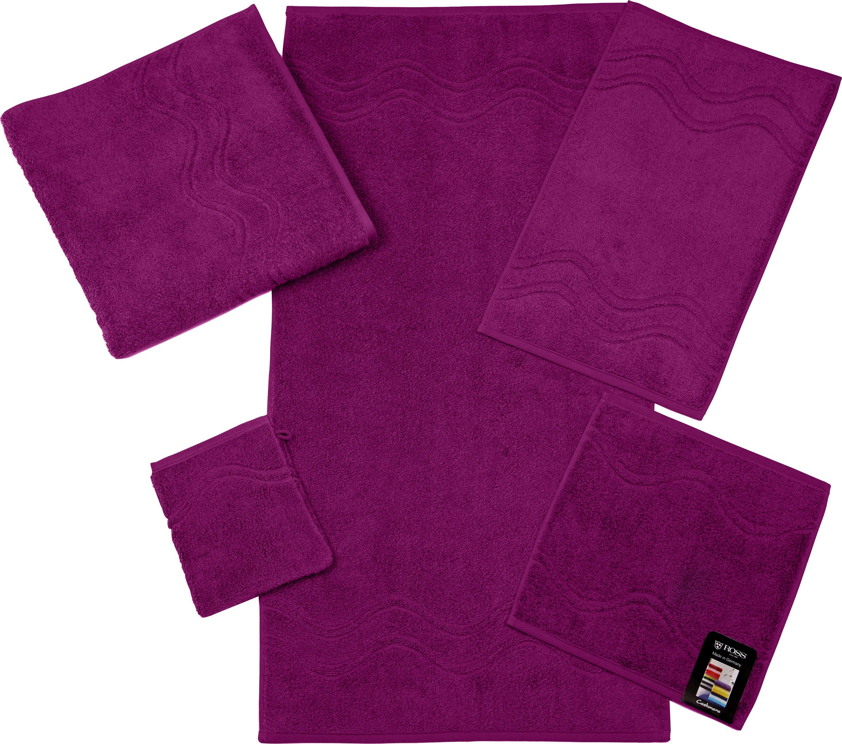 ROSS Handtuch Cashmere feeling, Frottier (Packung, 2-St), 100% Baumwolle, mit Wellen-Bordüre, große Farbauswahl