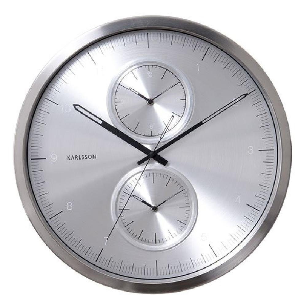 Karlsson Uhr Wanduhr Multiple Time Gebürstetes Aluminium