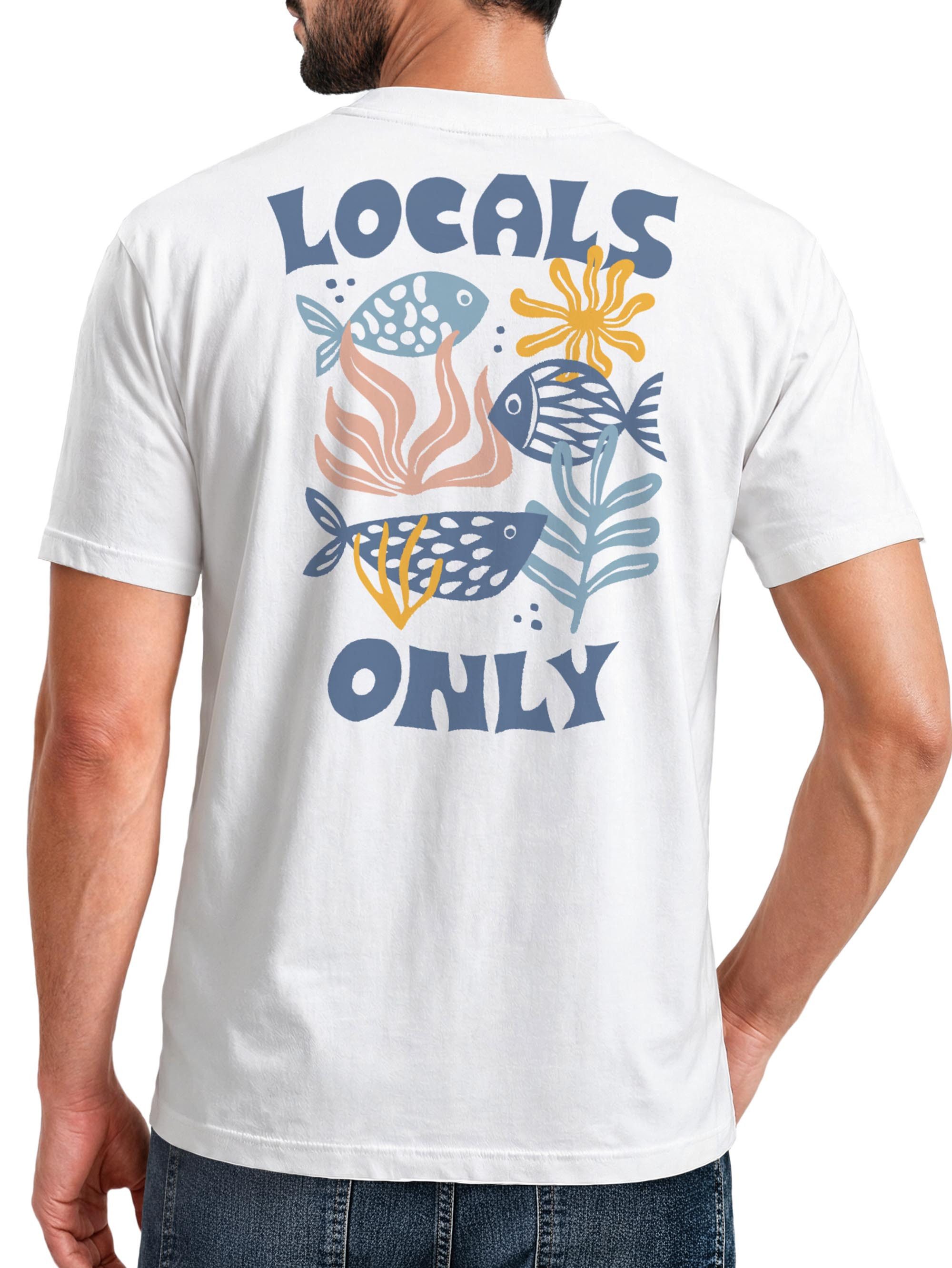 Neverless Print-Shirt Herren T-Shirt Backprint Maritim Meer Fische Aufdruck Abstrakt Spruch mit Print